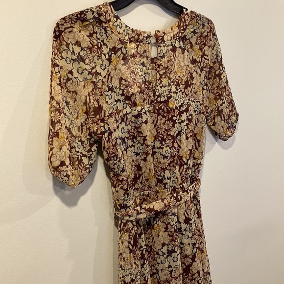 MONTEAU Women’s Pretty Sheer Belted Short Sleeve with Full Slip Dress Sz Small - Picture 10 of 14